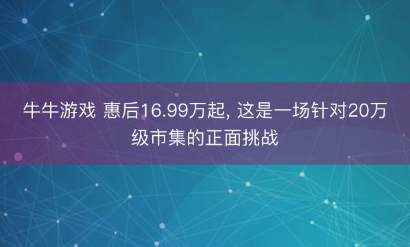 牛牛游戏 惠后16.99万起, 这是一场针对20万级市集的正面挑战