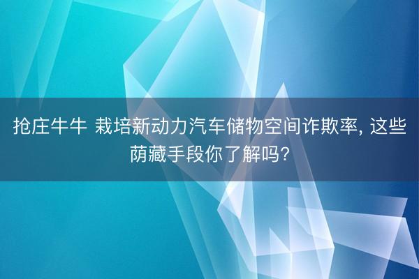 抢庄牛牛 栽培新动力汽车储物空间诈欺率, 这些荫藏手段你了解吗?
