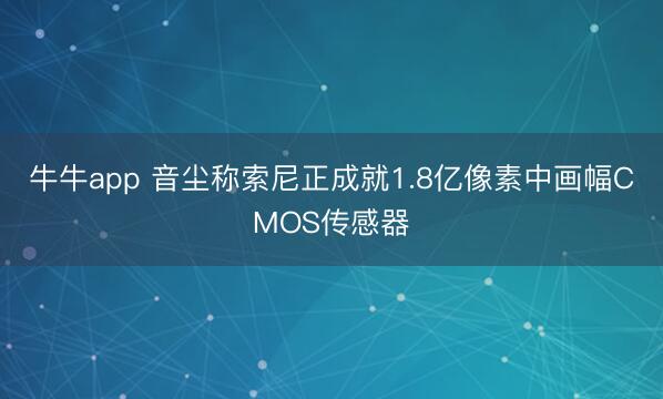 牛牛app 音尘称索尼正成就1.8亿像素中画幅CMOS传感器
