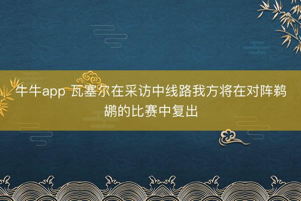 牛牛app 瓦塞尔在采访中线路我方将在对阵鹈鹕的比赛中复出