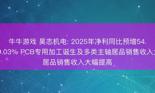 牛牛游戏 昊志机电: 2025年净利同比预增54.40%-99.03% PCB专用加工诞生及多类主轴居品销售收入大幅提高