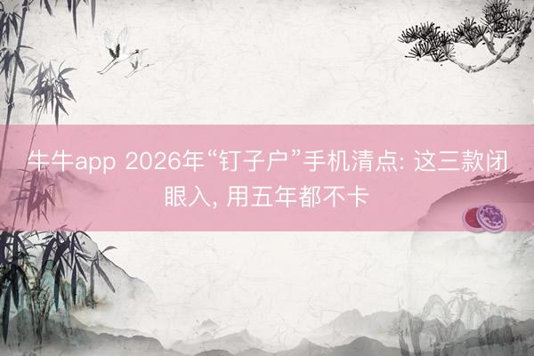 牛牛app 2026年“钉子户”手机清点: 这三款闭眼入, 用五年都不卡