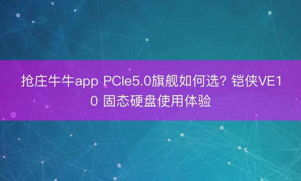 抢庄牛牛app PCIe5.0旗舰如何选? 铠侠VE10 固态硬盘使用体验