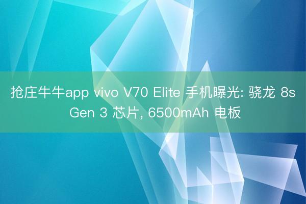 抢庄牛牛app vivo V70 Elite 手机曝光: 骁龙 8s Gen 3 芯片, 6500mAh 电板