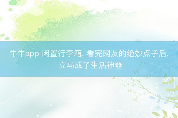 牛牛app 闲置行李箱, 看完网友的绝妙点子后, 立马成了生活神器