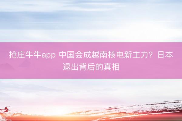 抢庄牛牛app 中国会成越南核电新主力?日本退出背后的真相