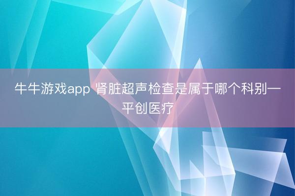 牛牛游戏app 肾脏超声检查是属于哪个科别—平创医疗