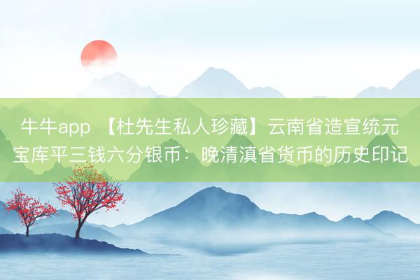 牛牛app 【杜先生私人珍藏】云南省造宣统元宝库平三钱六分银币:晚清滇省货币的历史印记