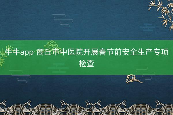 牛牛app 商丘市中医院开展春节前安全生产专项检查