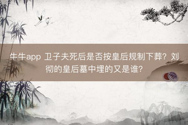 牛牛app 卫子夫死后是否按皇后规制下葬？刘彻的皇后墓中埋的又是谁？