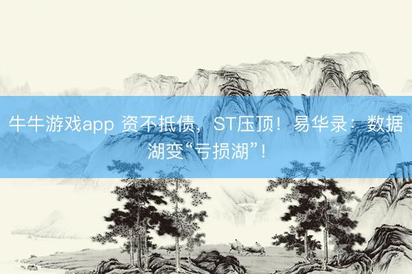 牛牛游戏app 资不抵债，ST压顶！易华录：数据湖变“亏损湖”！
