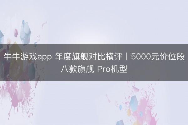 牛牛游戏app 年度旗舰对比横评丨5000元价位段八款旗舰 Pro机型