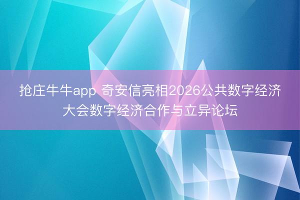 抢庄牛牛app 奇安信亮相2026公共数字经济大会数字经济合作与立异论坛