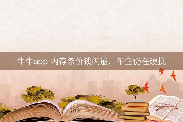 牛牛app 内存条价钱闪崩,车企仍在硬抗