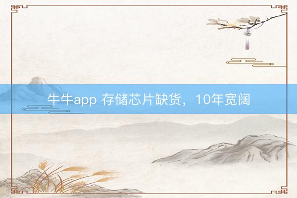 牛牛app 存储芯片缺货,10年宽阔