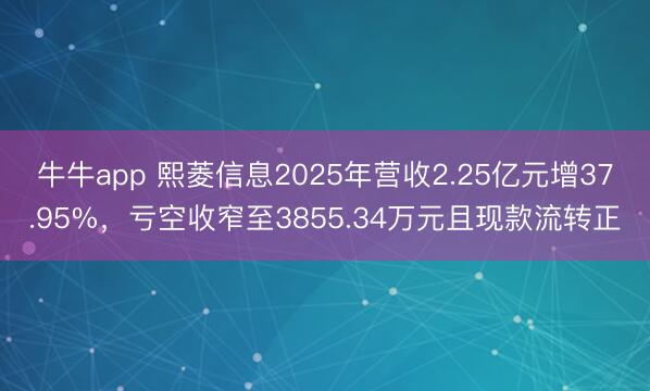 牛牛app 熙菱信息2025年营收2.25亿元增37.95%，亏空收窄至3855.34万元且现款流转正