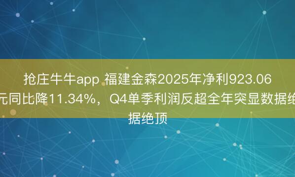 抢庄牛牛app 福建金森2025年净利923.06万元同比降11.34%，Q4单季利润反超全年突显数据绝顶