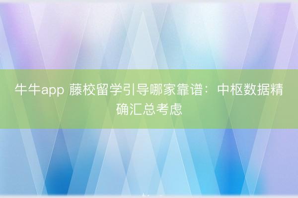 牛牛app 藤校留学引导哪家靠谱：中枢数据精确汇总考虑