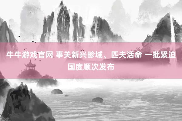 牛牛游戏官网 事关新兴畛域、匹夫活命 一批紧迫国度顺次发布