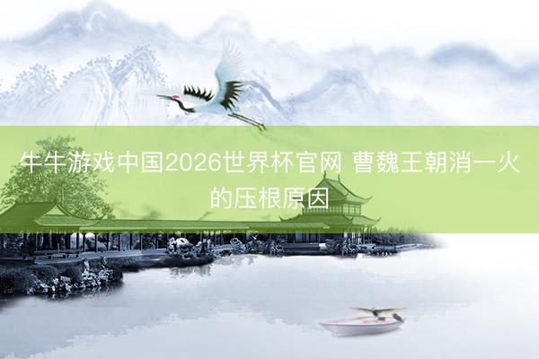 牛牛游戏中国2026世界杯官网 曹魏王朝消一火的压根原因