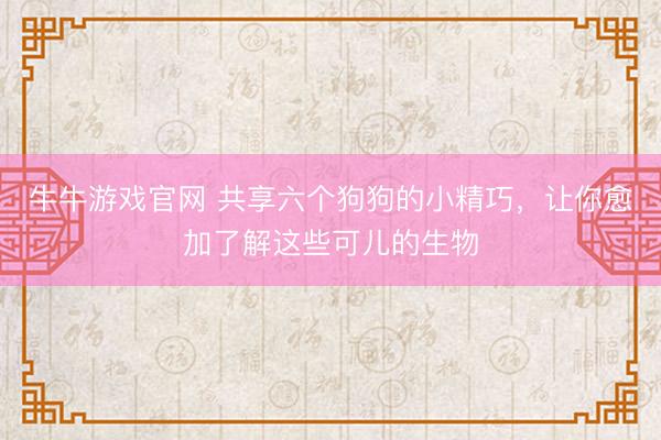 牛牛游戏官网 共享六个狗狗的小精巧，让你愈加了解这些可儿的生物