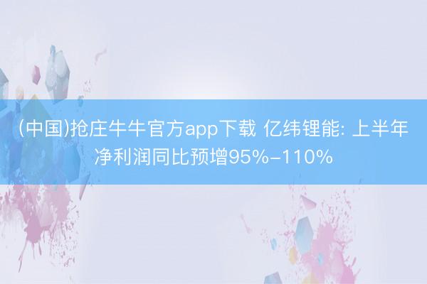 (中国)抢庄牛牛官方app下载 亿纬锂能: 上半年净利润同比预增95%-110%