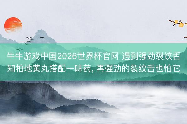 牛牛游戏中国2026世界杯官网 遇到强劲裂纹舌知柏地黄丸搭配一味药， 再强劲的裂纹舌也怕它