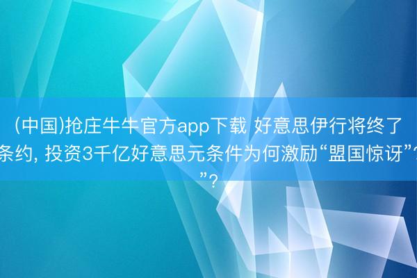 (中国)抢庄牛牛官方app下载 好意思伊行将终了条约， 投资3千亿好意思元条件为何激励“盟国惊讶”?